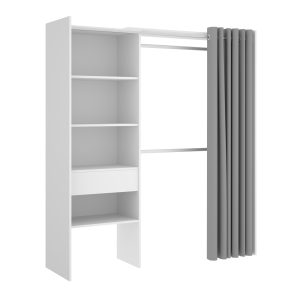 Armario vestidor con cajón + cortina blanco