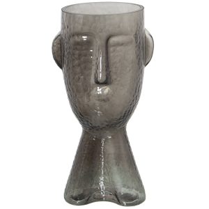 Jarrón de cristal rostro gris o naranja