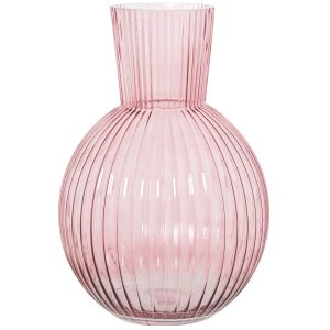 Jarrón de cristal rosa boca estrecha