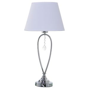 Lámpara sobremesa metal plateado cristal colgante