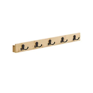 Colgador de Pared con Estante y 5 Ganchos de Metal
