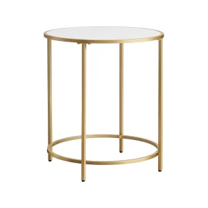 Mesa Auxiliar Redonda Dorado y Blanco