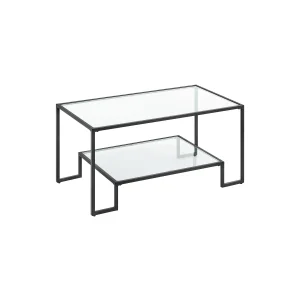 Mesa de Centro de Vidrio con Almacenamiento Superficie de Vidrio Templado