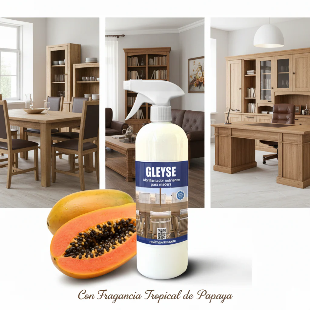 Abrillantador nutritivo para madera GLEYSE - AROMA A PAPAYA – Limpia, nutre y protege - Imagen 7
