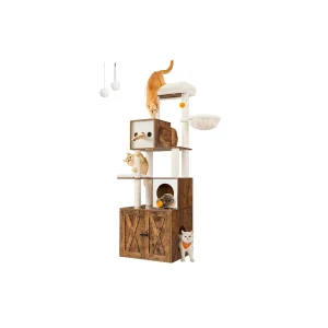 Árbol Moderno para Gatos Rascador para Gatos con Arenero Cojines Lavables